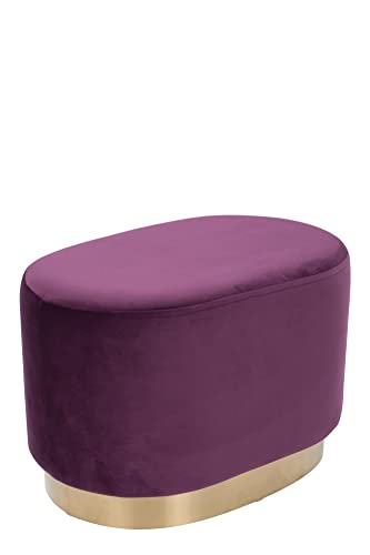 Qiyano Hocker Schminktisch Pouf Samt Sitzhocker in verschiedenen Größen und Farben mit Gold abgesetzt für Wohnzimmer Schlafzimmer oder Ankleidezimmer, Oval, Farbe: Lila von Qiyano