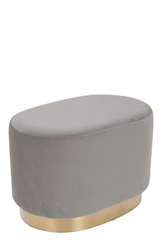 Qiyano Hocker Schminktisch Pouf Samt Sitzhocker in verschiedenen Größen und Farben mit Gold abgesetzt für Wohnzimmer Schlafzimmer oder Ankleidezimmer, Oval, Farbe: Taupe von Qiyano