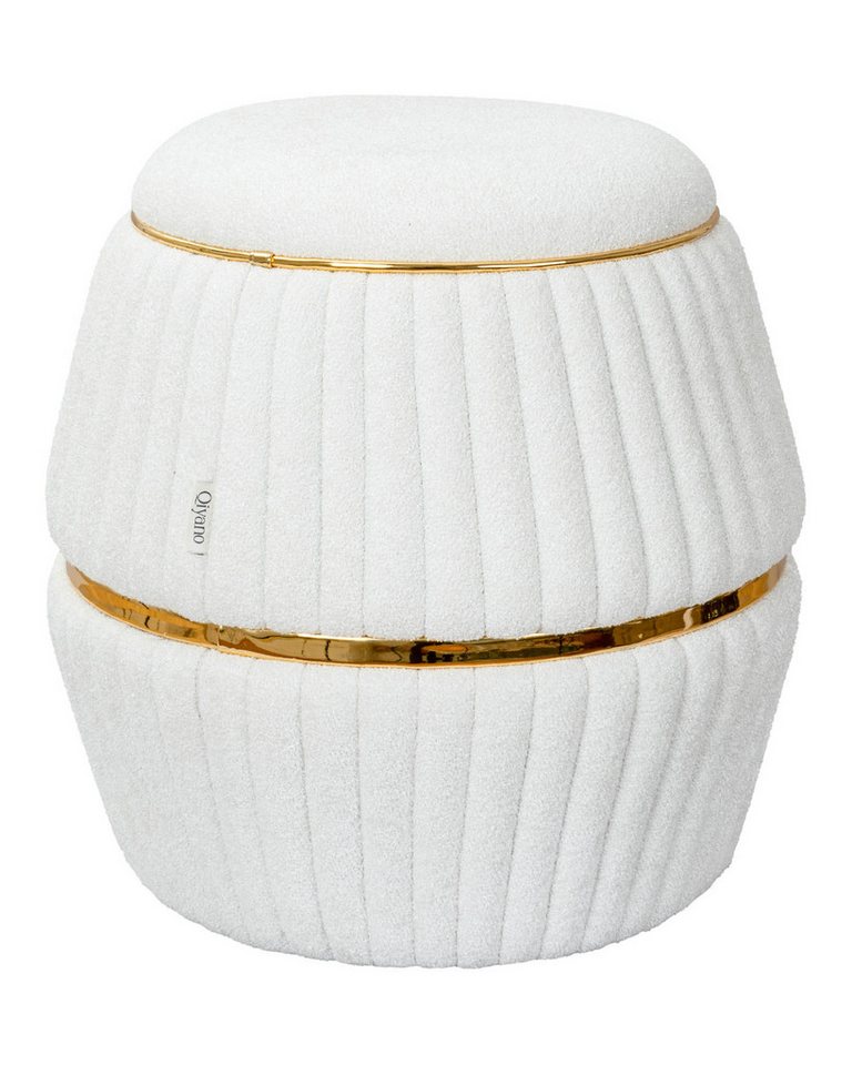 Qiyano Hocker Sitzhocker Teddy Weiß - Ziernähte, Wohn-, Schlafzimmer (1 St) von Qiyano