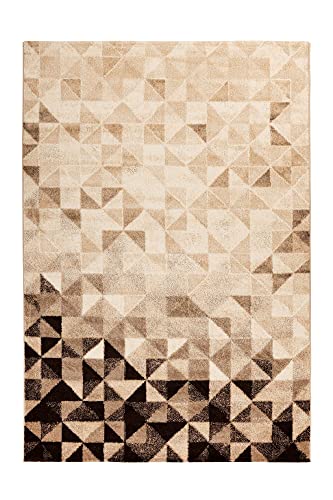 Qiyano Kurzflorteppich Ethno-Design kurzer Shaggy Stil Teppich in Braun-Creme Wohnzimmer Jugendzimmer modern und pflegeleicht, Farbe: Beige, Größe: 80 x 150 cm von Qiyano