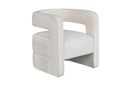 Qiyano Lounge-Sessel Weiß - Samtbezug, Moderner Cocktail-Sessel, Kubistische Form, Drehbar, Komfortabel, Eisen-Gestell für Wohnzimmer und Büro von Qiyano