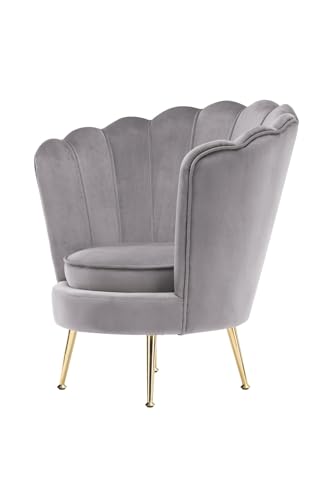 Qiyano Paora Grau Sessel - Elegantes Design, Hochwertiger Samtbezug, Eisen-Gestell, Ideal für Wohnzimmer und Lounge von Qiyano