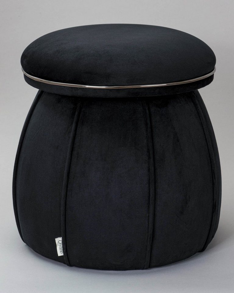 Qiyano Hocker Pouf Luana 100 Samt Schwarz (1 St) von Qiyano