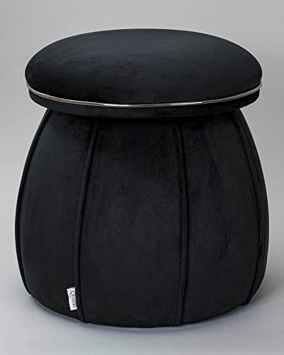 Qiyano Pouf Sitzhocker aus weichem Samtstoff in Schwarz in Kegelform Pilzform für Wohnzimmer, Schlafzimmer, Kinderzimmer, Kunstlederverzierung in Grafit, Höhe ca. 55 cm, Farbe: Schwarz von Qiyano