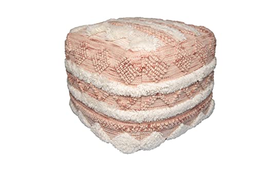 Qiyano Pouf rund im Boho-Stil aus weicher Neuseelandwolle mit Fransen und Quasten Naturmaterial handgefertigt Bohemian-Stil Ethno Hocker Wohnzimmer Schlafzimmer Garderobe Farbe: Rosa Qiyano Pouf rund im Boho-Stil aus weicher Neuseelandwolle mit Fransen und Quasten Naturmaterial handgefertigt Bohemian-Stil Ethno Hocker Wohnzimmer Schlafzimmer Garderobe Farbe: Rosa von Qiyano