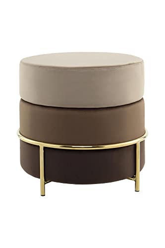 Qiyano Samt Hocker Pouf samtig fein gewebter Stoffbezug mit Gold Metallgestell für Wohnzimmer Schlafzimmer oder Schminktisch mit Farbverlauf Taupe, Groß und Rund, Farbe: Braun Qiyano Samt Hocker Pouf samtig fein gewebter Stoffbezug mit Gold Metallgestell für Wohnzimmer Schlafzimmer oder Schminktisch mit Farbverlauf Taupe, Groß und Rund, Farbe: Braun von Qiyano
