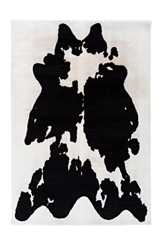 Qiyano Teppich Hochflor - Tiermuster Kuh, Soft, weich, kuschelig, flauschig, Print, modern - Wohnzimmer, Schlafzimmer, Kinderzimmer, Esszimmer - Farbe: Schwarz, Größe: 120 x 160 cm von Qiyano