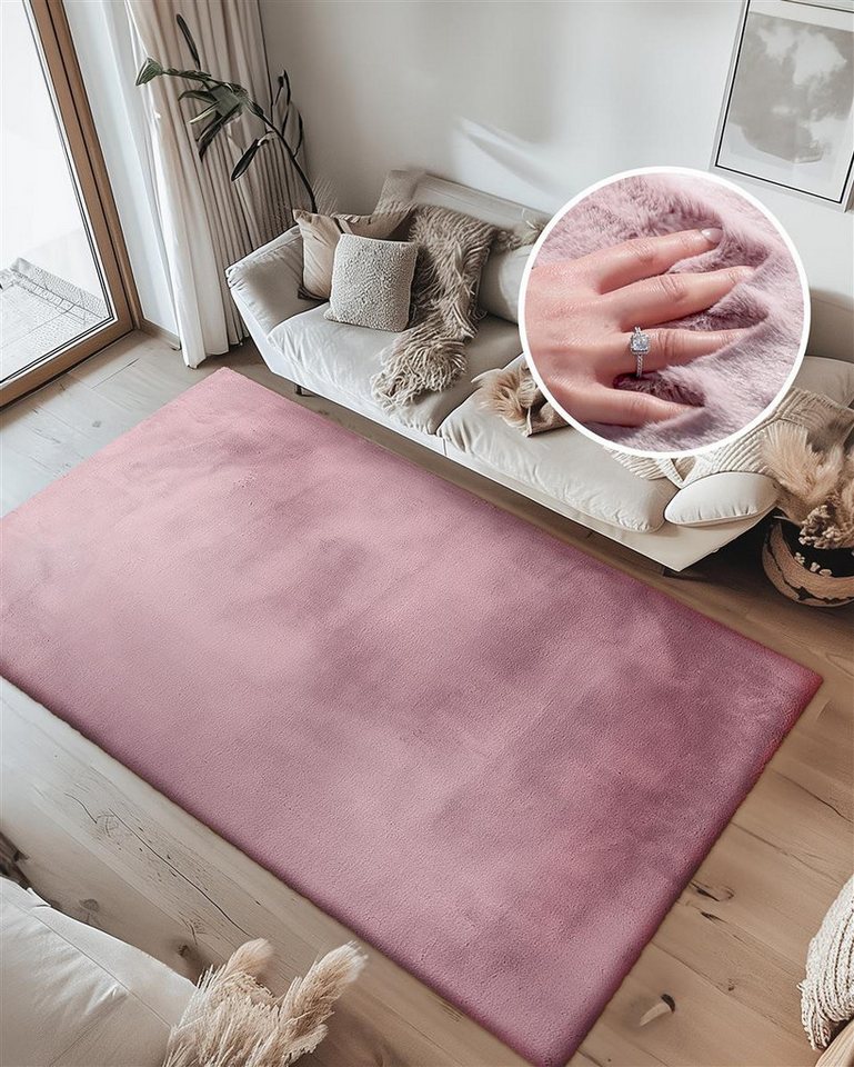 Qiyano Teppich Hochflorteppich Wanga 100 Flieder 160 x 230 cm, Rechteckig von Qiyano