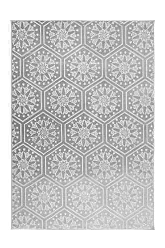 Qiyano Teppich Kurzflor - Konturenschnitt 3D Optik Blumenmuster, Unifarben, Modern, Soft, Weich - Wohnzimmer, Schlafzimmer, Esszimmer, Büro - Farbe: Grau, Größe: 200 x 290 cm von Qiyano