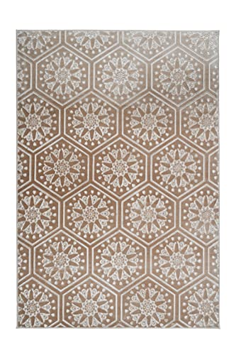 Qiyano Teppich Kurzflor - Konturenschnitt 3D Optik Blumenmuster, Unifarben, Modern, Soft, Weich - Wohnzimmer, Schlafzimmer, Esszimmer, Büro - Farbe: Taupe, Größe: 120 x 170 cm von Qiyano