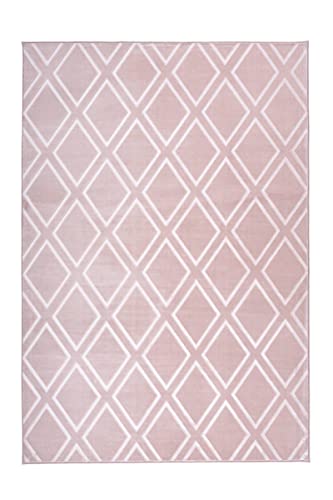 Qiyano Teppich Kurzflor - Rauten Muster, 3D Optik, Anti Rutsch Rücken, pflegeleicht, modern - Wohnzimmer, Schlafzimmer, Esszimmer, Büro, Flur - Farbe: Rosa, Creme, Größe: 160 x 230 cm Qiyano Teppich Kurzflor - Rauten Muster, 3D Optik, Anti Rutsch Rücken, pflegeleicht, modern - Wohnzimmer, Schlafzimmer, Esszimmer, Büro, Flur - Farbe: Rosa, Creme, Größe: 160 x 230 cm von Qiyano