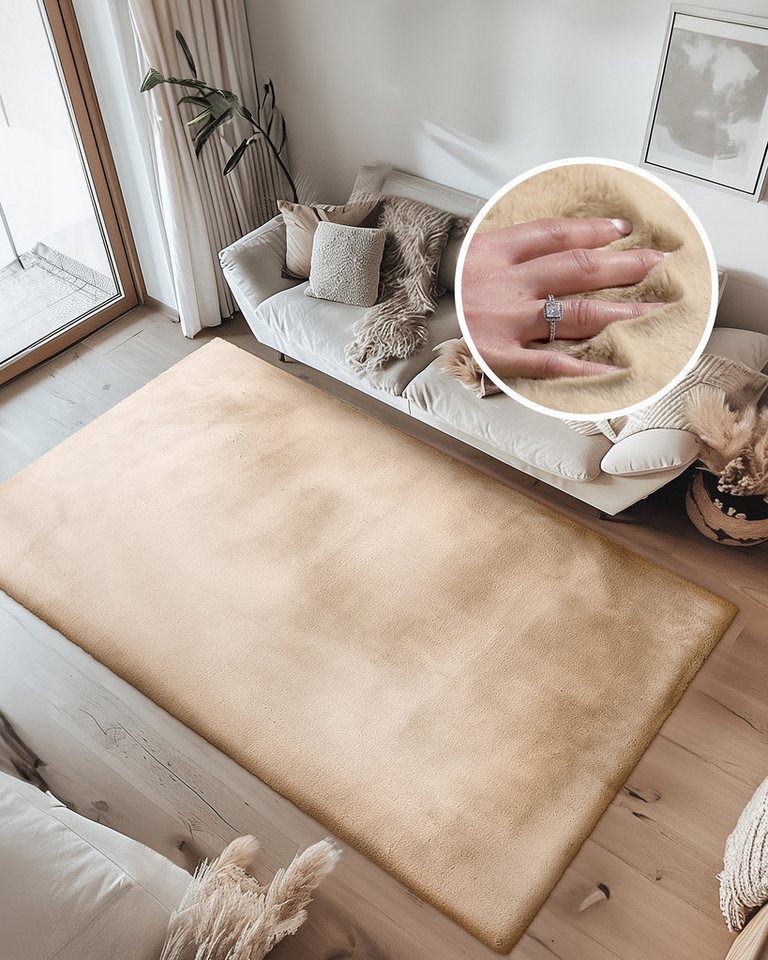 Qiyano Teppich Hochflorteppich Wanga 100 Beige 160 x 230 cm, rechteckig, Höhe: 22 mm Qiyano Teppich Hochflorteppich Wanga 100 Beige 160 x 230 cm, rechteckig, Höhe: 22 mm von Qiyano