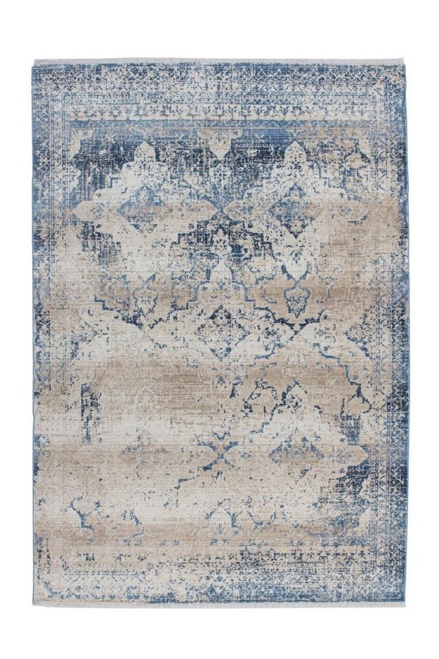 Teppich Kurzflorteppich Kalea 200 Blau 80 x 150 cm, Qiyano, rechteckig, Höhe: 8 mm von Qiyano