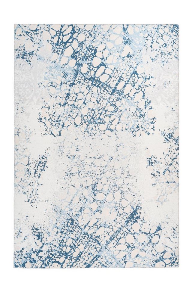 Teppich Kurzflorteppich Kimya 100 Blau 80 x 150 cm, Qiyano, rechteckig, Höhe: 6 mm von Qiyano