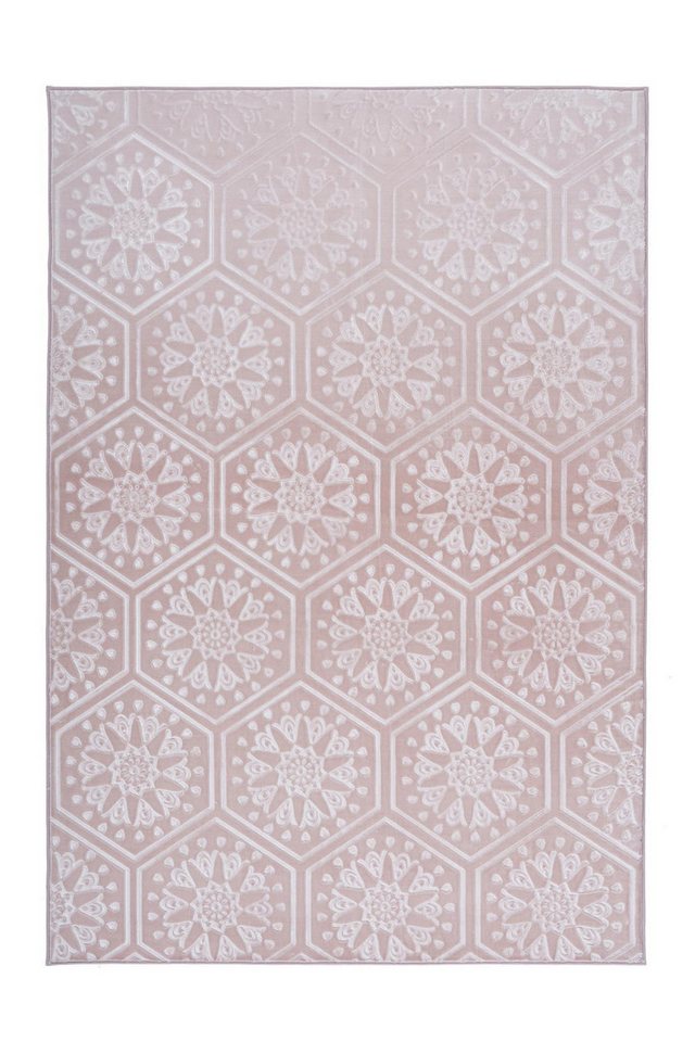 Teppich Kurzflorteppich Mohala 100 Rosa 80 x 150 cm, Qiyano, rechteckig, Höhe: 0.7 mm von Qiyano