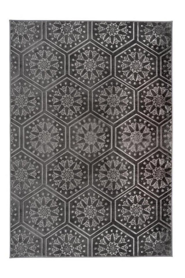 Teppich Kurzflorteppich Mohala 100 Anthrazit 120 x 170 cm, Qiyano, rechteckig, Höhe: 0.7 mm von Qiyano