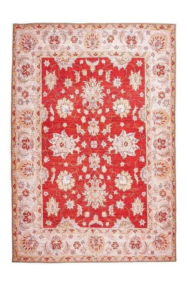 Teppich Kurzflorteppich Neyla 100 Rot 75 x 150 cm, Qiyano, rechteckig, Höhe: 6 mm von Qiyano