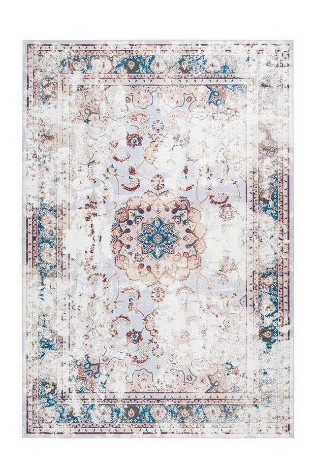 Teppich Kurzflorteppich Zabibu 200 Blau 80 x 150 cm, Qiyano, rechteckig, Höhe: 0.6 mm von Qiyano