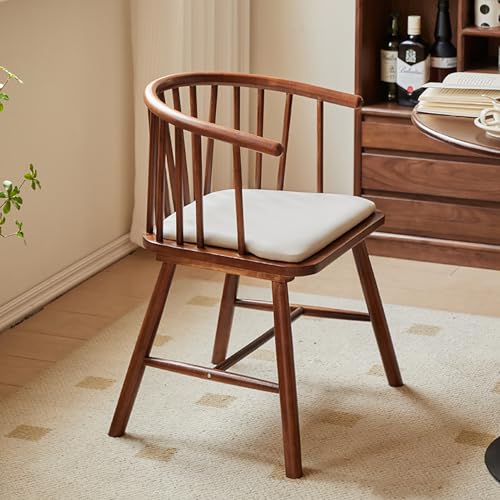 Qiydia Bauernhaus-Küchen- und Esszimmerstühle 2er-Set, Windsor-Seitenstuhl aus Holz mit Spindelrückenlehne und Armlehnen, Moderne Küchenstühle für Wohn-Esszimmer(Set of 2, Leather) von Qiydia