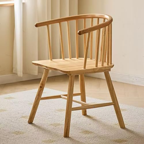 Qiydia Bauernhaus-Küchen- und Esszimmerstühle 2er-Set, Windsor-Seitenstuhl aus Holz mit Spindelrückenlehne und Armlehnen, Moderne Küchenstühle für Wohn-Esszimmer(Set of 2, Natural) von Qiydia