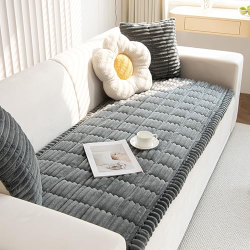 Qiydia Flauschiger Sofabezug für Hunde, Dicker, Weicher Plüsch-sofabezug, rutschfeste Erkerfenstermatte, Sitzkissen, Waschbarer Sofa-möbelschutz, Haustierfreundlich(80x210cm(31x83inch), Gray A) von Qiydia