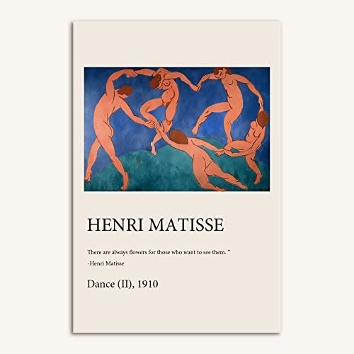 Qizee Henri Matisse Leinwand-Poster, Kunstdruck "Dance 1910s by Henri Matisse", modern, entspannend, ruhig, mehrfarbig, für Wohnzimmer, Schlafzimmer, Büro, 40,6 x 61 cm, ungerahmt von Qizee