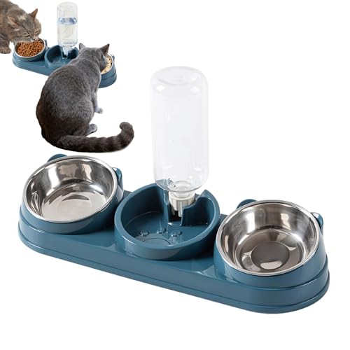 3-in-1 Katze Futternapf Und Wassernapf Set, Katzennapf, Katzenfutter Und Wassernapf Set Mit Automatischem Wasserspender, Doppel-Katzennäpfe Für Kleine Mittlere Katzen Hunde 3-in-1 Katze Futternapf Und Wassernapf Set, Katzennapf, Katzenfutter Und Wassernapf Set Mit Automatischem Wasserspender, Doppel-Katzennäpfe Für Kleine Mittlere Katzen Hunde von Qizeroty