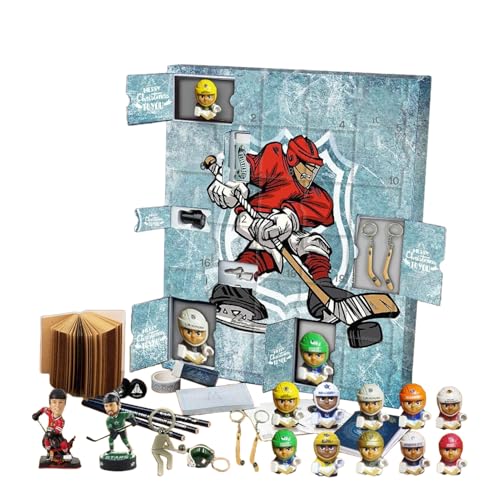 Adventskalender | 24-Eishockey-Figuren Adventsset | Dekorative Festtagsfigur für Festtafel Winteraktivitäten Sportfan-Party | Weihnachtsfest Feierlichkeiten Geselligkeit Schreibtischdekoration von Qizeroty