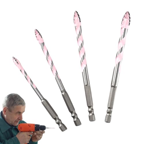 Beton Bohrerset, 4er-Set Ziegelbohrer Mit Exzentrischer Verzahnung, Robuste 4-Schneiden Elektrobohrer Für Fliesen Keramik Glas Stahl Holz Gipskarton Und Beton Beton Bohrerset, 4er-Set Ziegelbohrer Mit Exzentrischer Verzahnung, Robuste 4-Schneiden Elektrobohrer Für Fliesen Keramik Glas Stahl Holz Gipskarton Und Beton von Qizeroty
