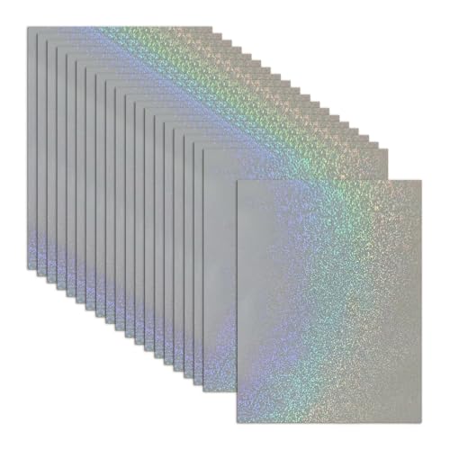 Holographische Laminierfolien - A4 Holografisches Dekorpapier Regenbogen Overlay | 20 Bögen Einfach Schneidbare Abziehbilder Selbstklebende Dekoration von Qizeroty
