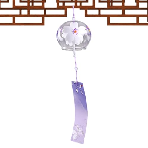 Japanische Windspiele, Romantische Blumen Außen Windglocken, Schöne Handgefertigte Mit Glas Bemalte Windspiel Ornament, Innen Außen Gartenglocke Mit Karte Für Terrassenbalkon von Qizeroty