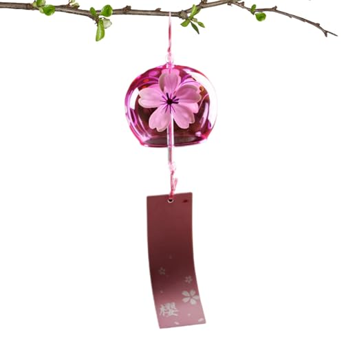 Japanische Windspiele, Romantische Blumen Außen Windglocken, Schöne Handgefertigte Mit Glas Bemalte Windspiel Ornament, Innen Außen Gartenglocke Mit Karte Für Terrassenbalkon von Qizeroty
