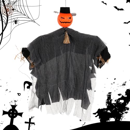 Kürbisgeist, Balkon Fenster Deko, Gruselige Vogelscheuche Mit Bewegbarem Kopf Und Armen Für Halloween Garten Terrasse Hof Baum Wand Fenster Kürbisgeist, Balkon Fenster Deko, Gruselige Vogelscheuche Mit Bewegbarem Kopf Und Armen Für Halloween Garten Terrasse Hof Baum Wand Fenster von Qizeroty