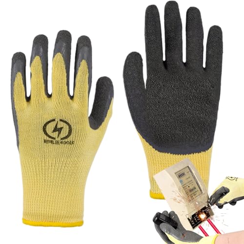 Qizeroty 1 Paar Elektriker Handschuhe, Flammhemmende 400 V Spannungsbeständige Gummi-Elektrikerhandschuhe, Isolierte Elektrikerhandschuhe, Rutschfeste Gummitextur Für Elektrische Wartung von Qizeroty