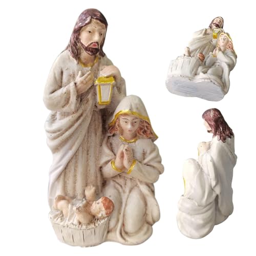 Qizeroty Heilige Familie Figur, Krippen Tischszenen Geformte Ornamente Krippenfigur Kunsthandwerk Skulptur Heilige Familie Figuren Für Feiertagsdekoration Und Heiligabend Dekoration Qizeroty Heilige Familie Figur, Krippen Tischszenen Geformte Ornamente Krippenfigur Kunsthandwerk Skulptur Heilige Familie Figuren Für Feiertagsdekoration Und Heiligabend Dekoration von Qizeroty