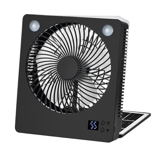 Qizeroty Solar Outdoor Ventilator | Persönliche Solar Camping Lüfterlampe,Batteriebetrieben 3 Geschwindigkeitsstufen Faltbare Kompakte Tragbare Kühlgeräte Mit LED-Beleuchtung, von Qizeroty