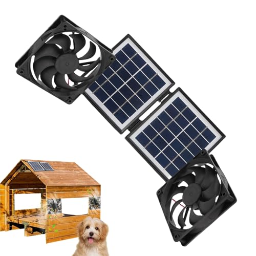 Qizeroty Solare Abluftventilator | Verstellbarer Halterung Solarlüfter - Regenfester 10W Luftzirkulator mit Hoher Geschwindigkeit Für Geflügelstall Hundehütte Belüftung von Qizeroty
