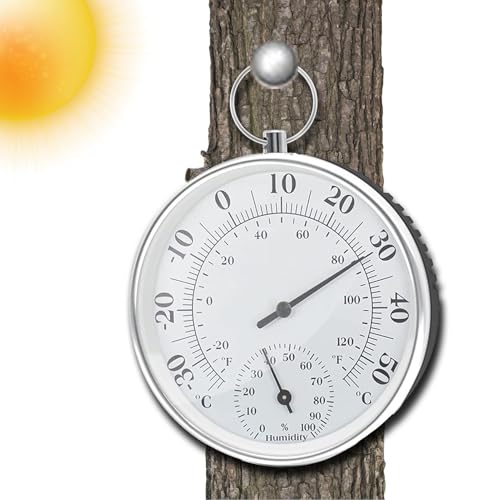 Silbernes Außenthermometer Hygrometer, Misst Temperatur Und Luftfeuchtigkeit Ohne Batterien, Geeignet Für Gewächshaus, Terrasse, Pool, Garten Und Haus Silbernes Außenthermometer Hygrometer, Misst Temperatur Und Luftfeuchtigkeit Ohne Batterien, Geeignet Für Gewächshaus, Terrasse, Pool, Garten Und Haus von Qizeroty