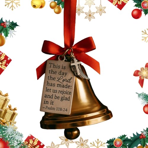 Weihnachtsglocken Deko - Bibel Glocken Schmuck Weihnachtsdeko Für Baum - Religiöse Metall Deko Für Partys Zuhause Dekoration,für Bauernhaus Außenbereich Garten Schlafzimmer Kamin Fenster Wand Terrasse von Qizeroty