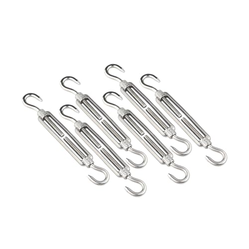 Qjaiune 6 Stück M4 Spanner Haken Haken Haken Einstellbarer Drahtseilspanner 304 Edelstahl Drahtseilspanner Spanner Drahtseilspanner Heavy Duty für Drahtseilspannung von Qjaiune