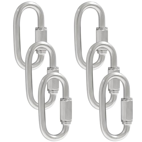 Qjaiune Schnellglieder-Karabiner, 6 Stück, 1,9 cm, 304 Edelstahl, D-Form, M5 Schnellglieder-Kettenverbinder, robust und langlebig, 293,9 kg Kapazität Qjaiune Schnellglieder-Karabiner, 6 Stück, 1,9 cm, 304 Edelstahl, D-Form, M5 Schnellglieder-Kettenverbinder, robust und langlebig, 293,9 kg Kapazität von Qjaiune
