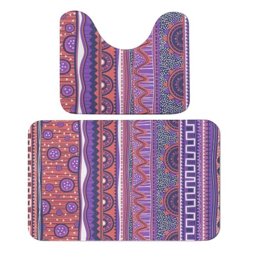 Qjjinxior Badteppich, Indianer-Badematte, 2er-Set, saugfähig, weich, 1 Badewannenteppich und 1 U-förmiger WC-Vorleger von Qjjinxior