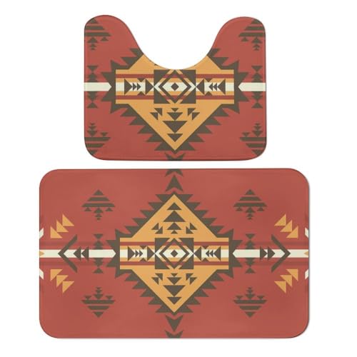 Qjjinxior Badteppich, Indianer-Badematte, 2er-Set, saugfähig, weich, 1 Badewannenteppich und 1 U-förmiger WC-Vorleger Qjjinxior Badteppich, Indianer-Badematte, 2er-Set, saugfähig, weich, 1 Badewannenteppich und 1 U-förmiger WC-Vorleger von Qjjinxior