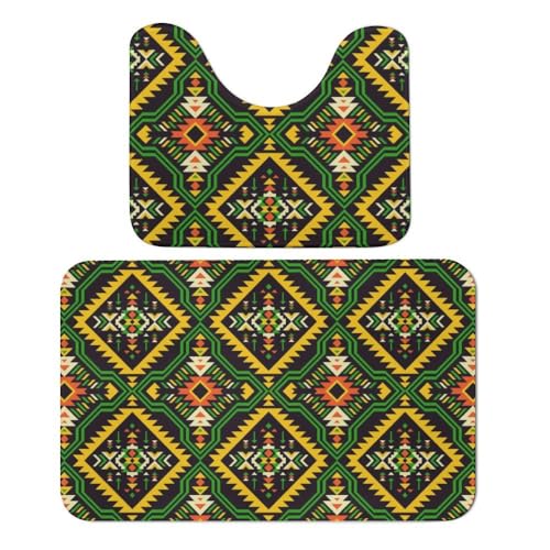 Qjjinxior Badteppich, Indianer-Badematte, 2er-Set, saugfähig, weich, 1 Badewannenteppich und 1 U-förmiger WC-Vorleger Qjjinxior Badteppich, Indianer-Badematte, 2er-Set, saugfähig, weich, 1 Badewannenteppich und 1 U-förmiger WC-Vorleger von Qjjinxior