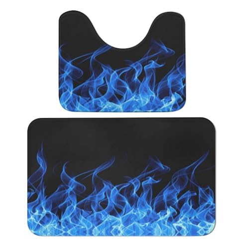 Qjjinxior Badteppich, blaue brennende Flamme, 2er-Set, saugfähig, weich, 1 Badewannenteppich und 1 U-förmiger WC-Vorleger Qjjinxior Badteppich, blaue brennende Flamme, 2er-Set, saugfähig, weich, 1 Badewannenteppich und 1 U-förmiger WC-Vorleger von Qjjinxior