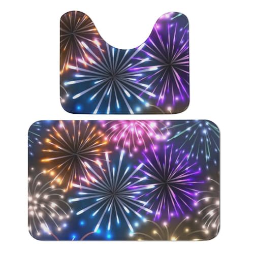 Qjjinxior Badteppich, buntes Feuerwerk, 2er-Set, saugfähig, weich, 1 Badewannenteppich und 1 U-förmiger WC-Vorleger Qjjinxior Badteppich, buntes Feuerwerk, 2er-Set, saugfähig, weich, 1 Badewannenteppich und 1 U-förmiger WC-Vorleger von Qjjinxior