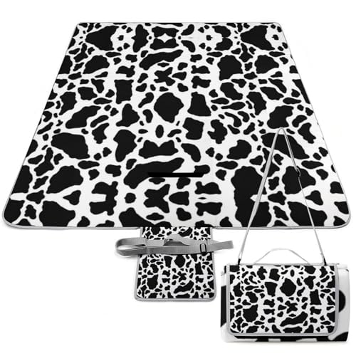 Qjjinxior Picknick-Matte, Kuh-Druck, quadratische Picknickdecke, Outdoor-Teppiche, 148 cm x 148 cm von Qjjinxior