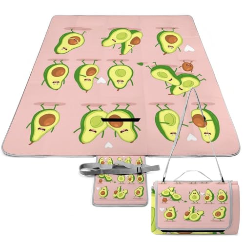 Qjjinxior Picknickmatte, lustige Avocado-Decke, quadratisch, Outdoor-Teppiche, 148 x 148 cm von Qjjinxior