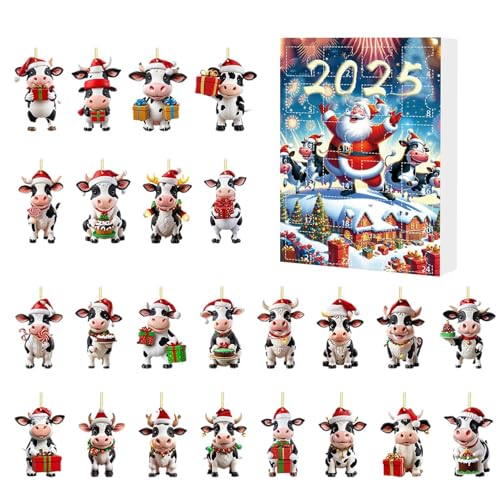 Qkbuza Christmas Countdown Kalender, 24-Türiger Adventskalender Mit Kuh Design, Weihnachtsdekoration Für Baum Frauen Kinder Männer Büro Mädchen Erwachsene Fest Qkbuza Christmas Countdown Kalender, 24-Türiger Adventskalender Mit Kuh Design, Weihnachtsdekoration Für Baum Frauen Kinder Männer Büro Mädchen Erwachsene Fest von Qkbuza
