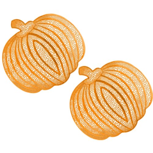 Qkbuza Kürbis Tischset | Herbstdeko Tischset | 2er Set Schmutzabweisende Thanksgiving Platzdeckchen Für Küche Wohnzimmer Camping Esstisch Herbst Halloween Dekoration von Qkbuza